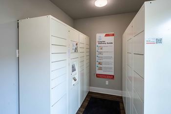 White parcel lockers 